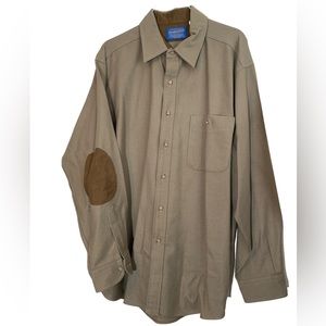 1950s Pendleton 100% Virgin Wool Tan Shirt - Large